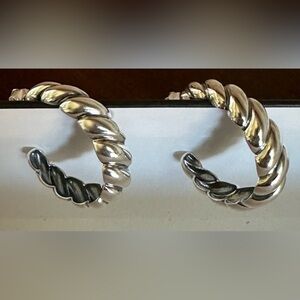 James Avery Sterling silver Half twist hoop Earrings, size large.
